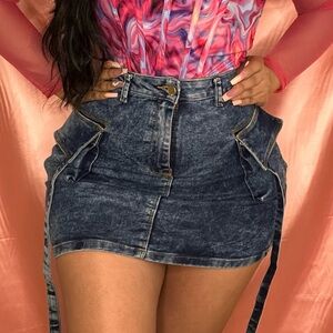 Jean Cargo Skirt